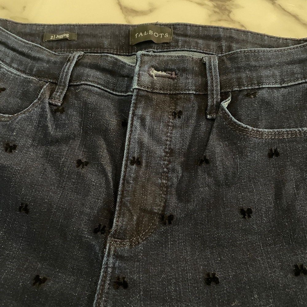 Talbots Jeggings Skinny Jeans with velvet bows size 2